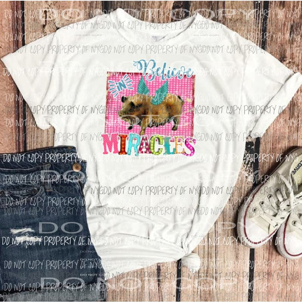 Believe in miracles Pig Sublimation transfers Heat Transfer