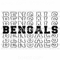 Bengals mirrored stacked Sublimation transfers Heat Transfer