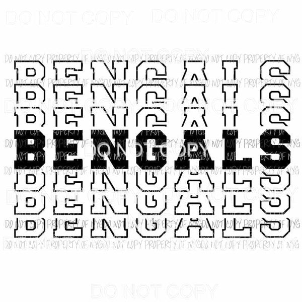 Bengals mirrored stacked Sublimation transfers Heat Transfer