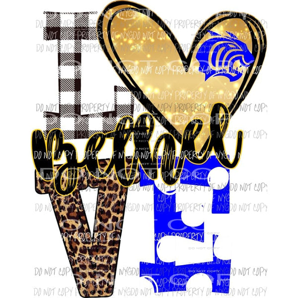 Bethel LOVE Cat polka dot blue leopard heart Sublimation transfers Heat Transfer