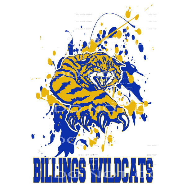 Billings Wildcats # 6651 Sublimation transfers - Heat