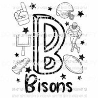 Bisons football spirit doodle Sublimation transfers Heat Transfer