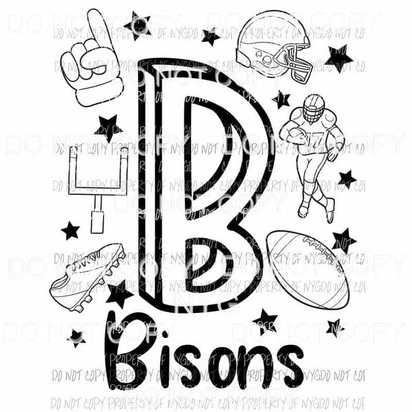 Bisons football spirit doodle Sublimation transfers Heat Transfer