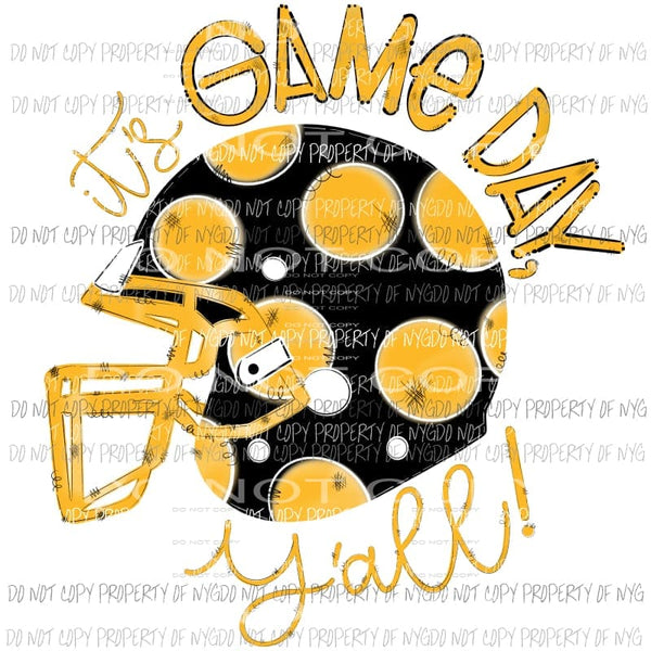 Black and Gold Its game day yall football helmet saints Sublimation transfers Heat Transfer