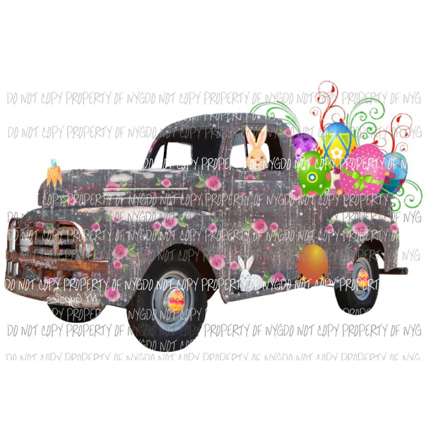 Black Easter Bunny Truck Sublimation transfers Heat Transfer