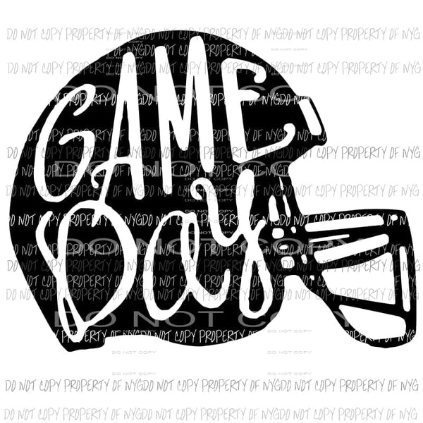 Black Game Day football helmet Sublimation transfers Heat Transfer