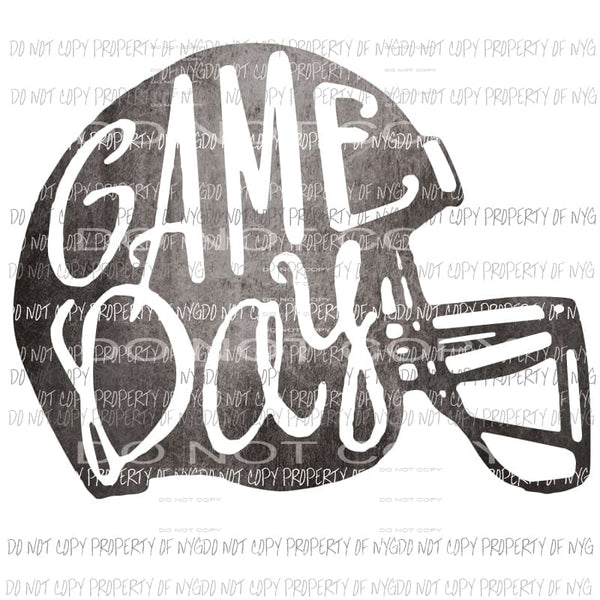 Black Grunge Game Day football helmet Sublimation transfers Heat Transfer