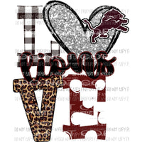 Blanchard lions LOVE polka dot leopard maroon Sublimation transfers Heat Transfer