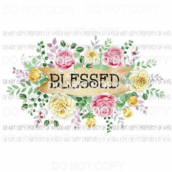 Blessed #10 floral scroll Sublimation transfers Heat Transfer