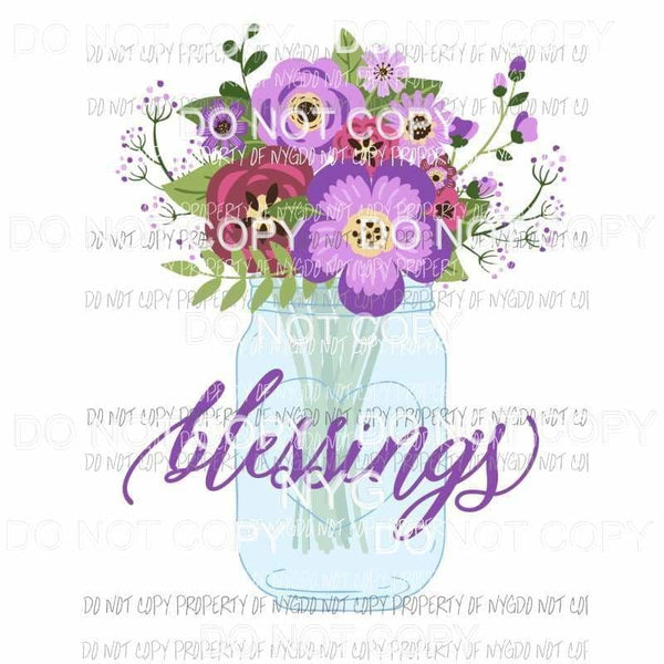 Blessings #15 mason jar with flowers Sublimation transfers Heat Transfer