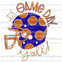 Blue and orange Its game day yall football helmet gators Sublimation transfers Heat Transfer