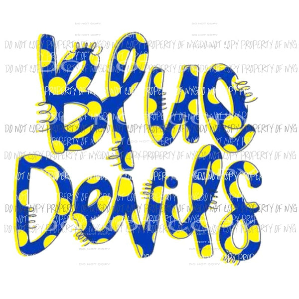 Blue devils Blue and yellow Sublimation transfers Heat Transfer