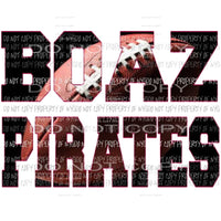 Boaz Pirates words CUSTOM football Sublimation transfers Heat Transfer