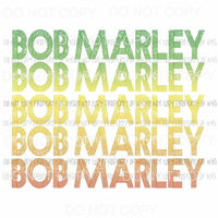 Bob Marley stacked green red yellow Sublimation transfers Heat Transfer