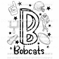 Bobcats football spirit doodle Sublimation transfers Heat Transfer