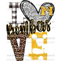 Bombers LOVE yellow and silver heart M airplane leopard polka dot Sublimation transfers Heat Transfer