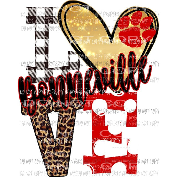 Bonneville LOVE paw print leopard polka dot red black Sublimation transfers Heat Transfer