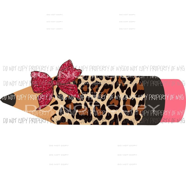 Bow Leopard Pencil Sublimation transfers Heat Transfer