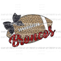 BRONCOS Football Leopard BLACK AND RED Sublimation transfers Heat Transfer