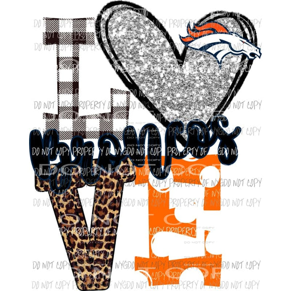 Broncos Love polka dot orange and navy leopard horse Denver Sublimation transfers Heat Transfer