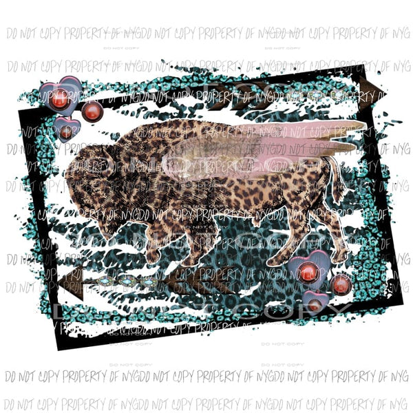 Buffalo Leopard teal # 9 Sublimation transfers Heat Transfer