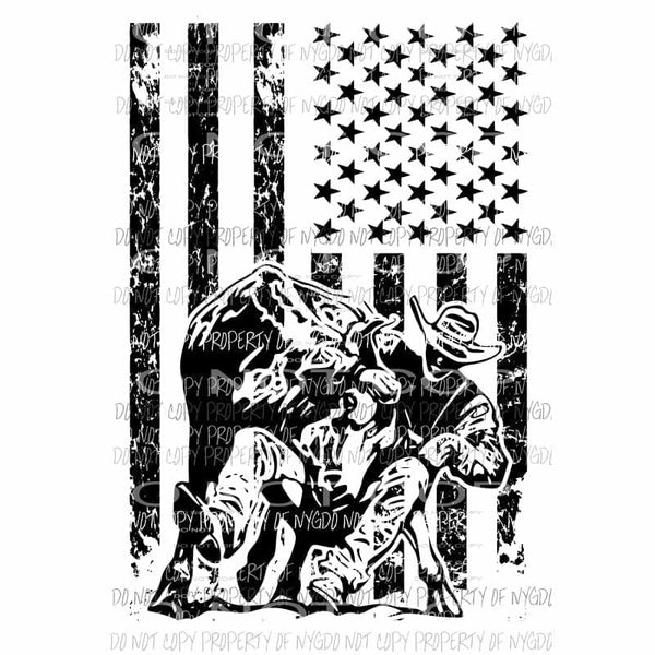 Bull Rider Cowboy Flag Camo #3 Sublimation transfers Heat Transfer