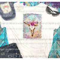 Bull Skull Multi glitter Sublimation transfer Heat Transfer