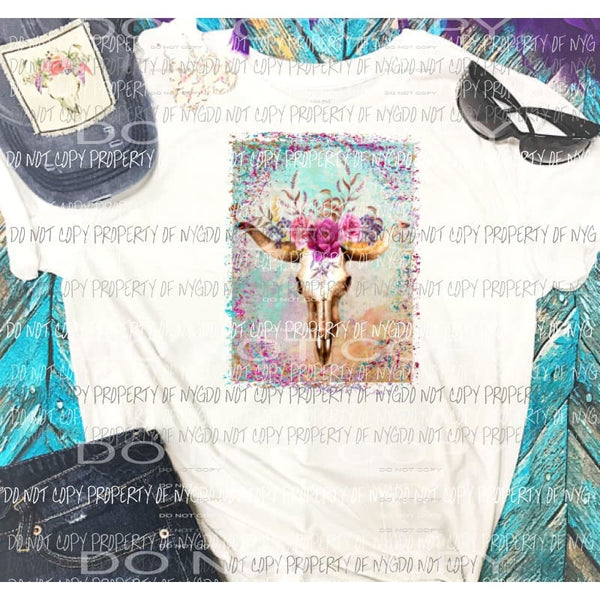 Bull Skull Multi glitter Sublimation transfer Heat Transfer