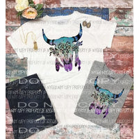 Bull Skull Ombre Sublimation transfers Heat Transfer