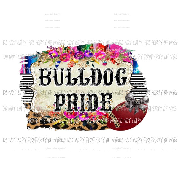 Bulldog Pride Football serape leopard Sublimation transfers Heat Transfer