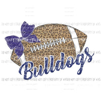 Bulldogs Football Leopard BLUE Sublimation transfers Heat Transfer