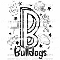 Bulldogs football spirit doodle Sublimation transfers Heat Transfer