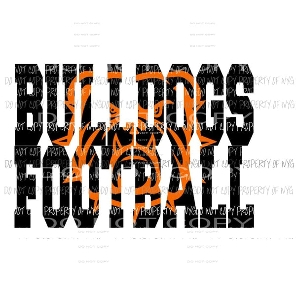 Bulldogs Football words Orange black school Sublimation transfers Heat Transfer