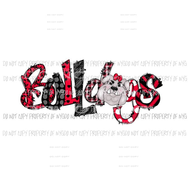 Bulldogs Girl Hand Drawn Sublimation transfers Heat Transfer