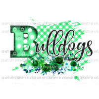 BULLDOGS GREEN black flowers football Sublimation transfers Heat Transfer