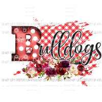 BULLDOGS red black flowers football Sublimation transfers Heat Transfer