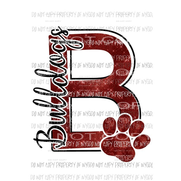 Bulldogs School Letter B Sublimation transfers Heat Transfer