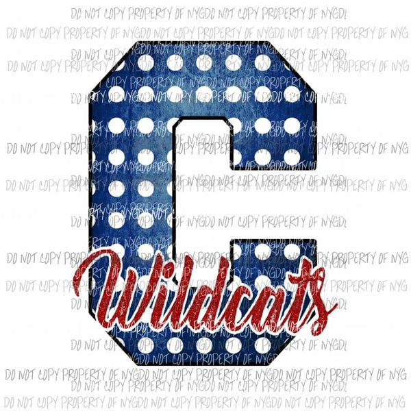 C Wildcats School Letter Sublimation transfers Heat Transfer