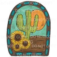 Cactus Sunflower With Turquoise Frame Sublimation transfers 