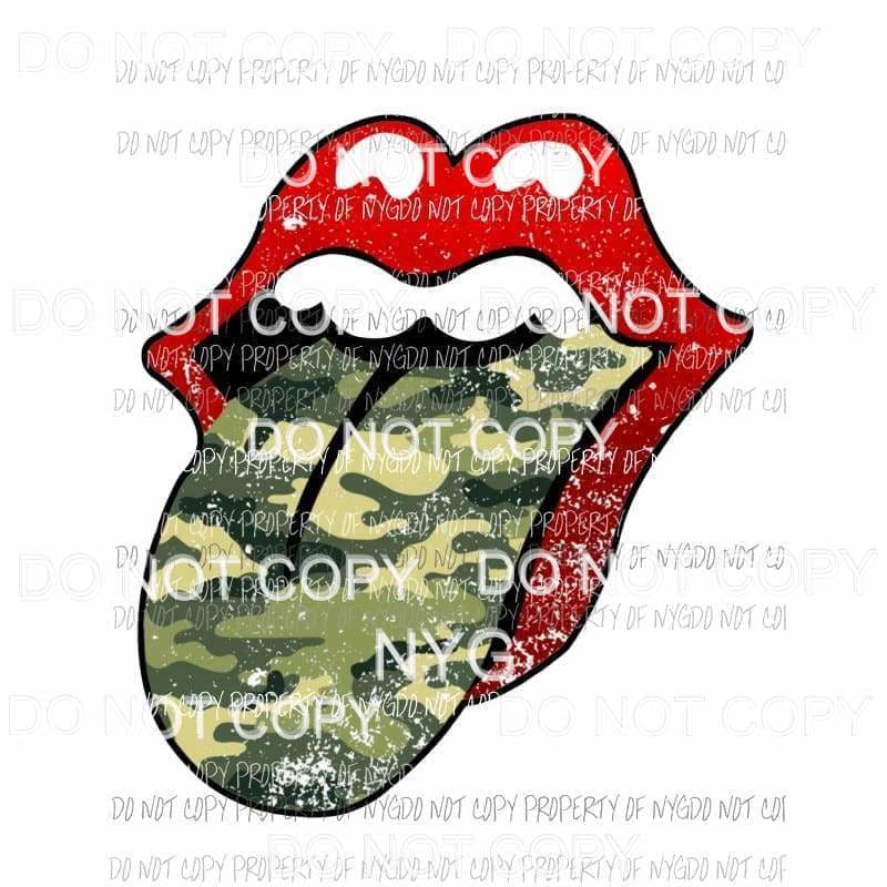 martodesigns - Camouflage tongue red rolling stones lips