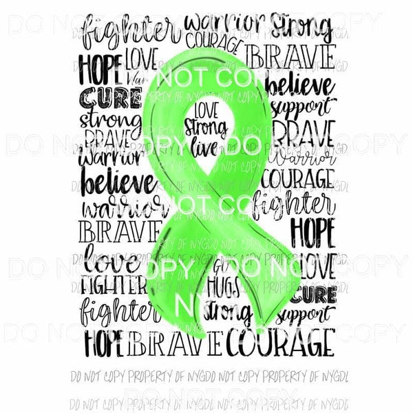 Cancer ribbon green Sublimation transfers Heat Transfer