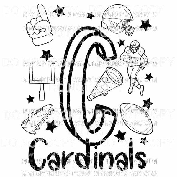 Cardinals football spirit doodle Sublimation transfers Heat Transfer