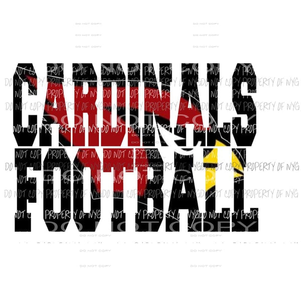 Cardinals Football words red black school Sublimation transfers Heat Transfer