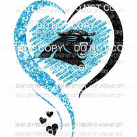 Carolina Panthers heart blue black glitter Sublimation transfers Heat Transfer