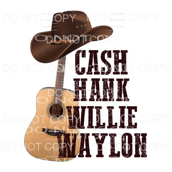 Cash Hank Willie Waylon Guitar Cowboy Hat Sublimation 