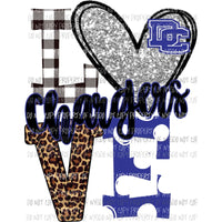 Chargers LOVE DC royal blue and silver heart love polka dot Sublimation transfers Heat Transfer