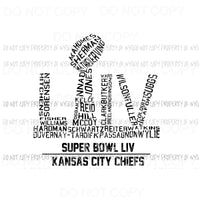 Chiefs KC Superbowl Champs # 11 Sublimation transfers Heat Transfer