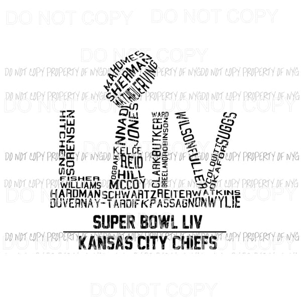 Chiefs KC Superbowl Champs # 11 Sublimation transfers Heat Transfer