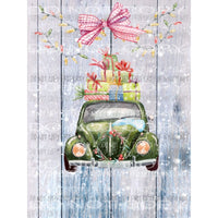 Christmas garden flag vw beetle plaid bow Sublimation transfers Heat Transfer