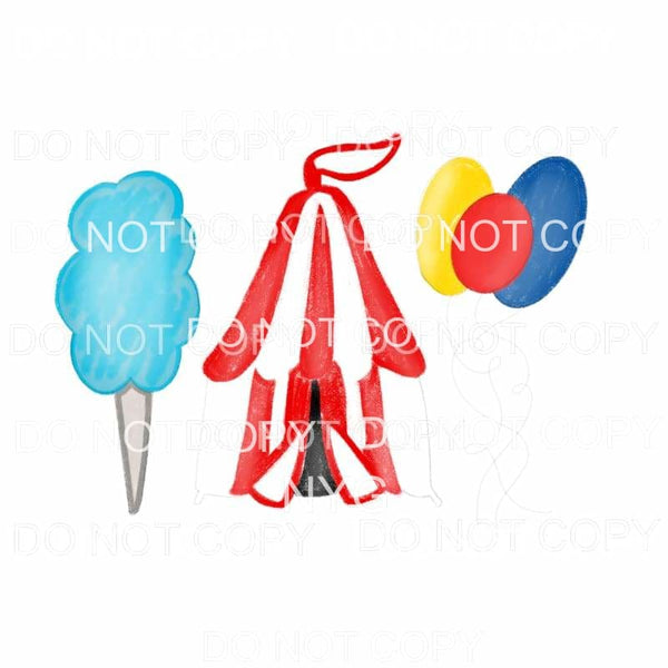 Circus Trio cotton candy tent balloons Sublimation transfers